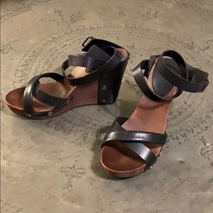 See By Chole Wedge Black Sandals